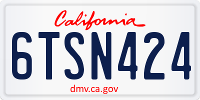 CA license plate 6TSN424