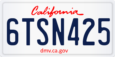 CA license plate 6TSN425