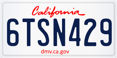 CA license plate 6TSN429