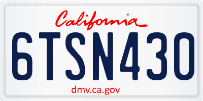 CA license plate 6TSN430