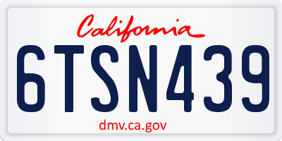 CA license plate 6TSN439