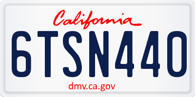 CA license plate 6TSN440