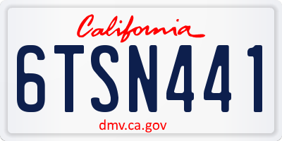 CA license plate 6TSN441
