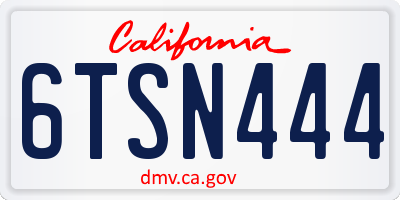 CA license plate 6TSN444