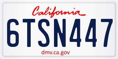 CA license plate 6TSN447