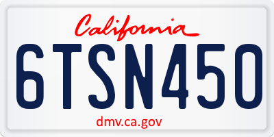 CA license plate 6TSN450