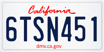 CA license plate 6TSN451