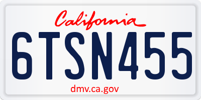 CA license plate 6TSN455