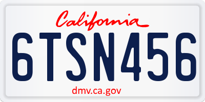 CA license plate 6TSN456