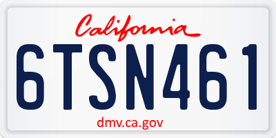 CA license plate 6TSN461