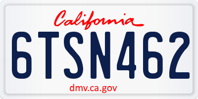 CA license plate 6TSN462