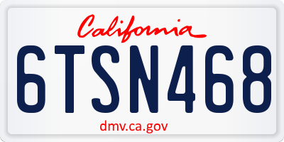 CA license plate 6TSN468