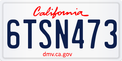 CA license plate 6TSN473