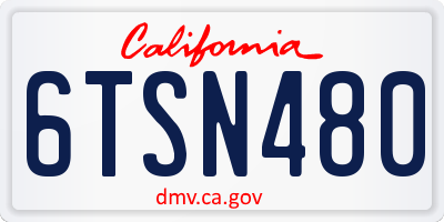 CA license plate 6TSN480