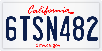 CA license plate 6TSN482