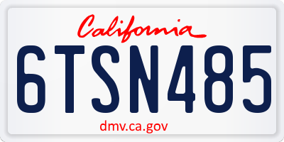 CA license plate 6TSN485