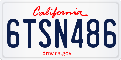 CA license plate 6TSN486