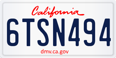 CA license plate 6TSN494