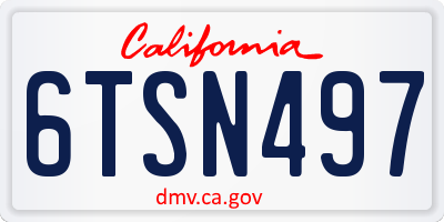 CA license plate 6TSN497