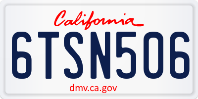 CA license plate 6TSN506