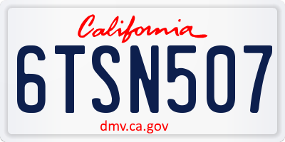 CA license plate 6TSN507