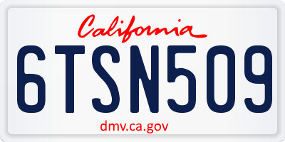 CA license plate 6TSN509