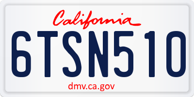CA license plate 6TSN510