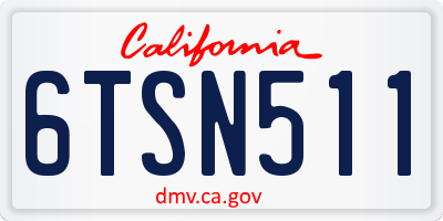 CA license plate 6TSN511