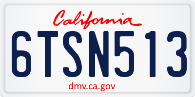 CA license plate 6TSN513