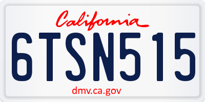 CA license plate 6TSN515