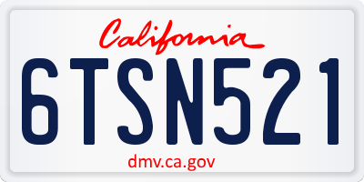 CA license plate 6TSN521