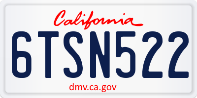 CA license plate 6TSN522