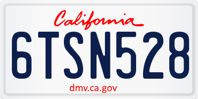 CA license plate 6TSN528