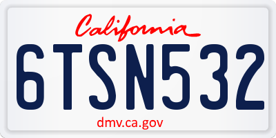 CA license plate 6TSN532
