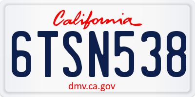 CA license plate 6TSN538