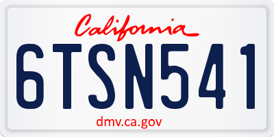 CA license plate 6TSN541