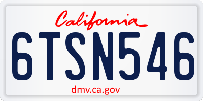 CA license plate 6TSN546