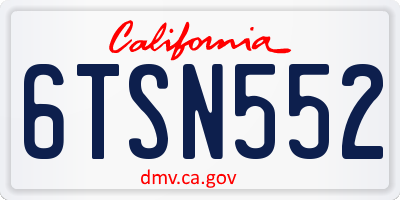 CA license plate 6TSN552