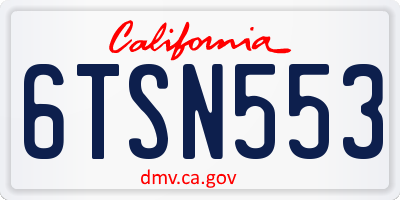 CA license plate 6TSN553