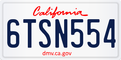 CA license plate 6TSN554