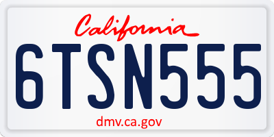 CA license plate 6TSN555