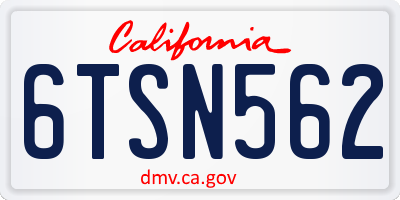 CA license plate 6TSN562