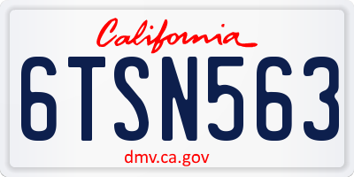 CA license plate 6TSN563