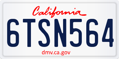 CA license plate 6TSN564