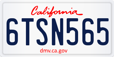 CA license plate 6TSN565