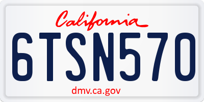CA license plate 6TSN570