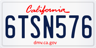 CA license plate 6TSN576