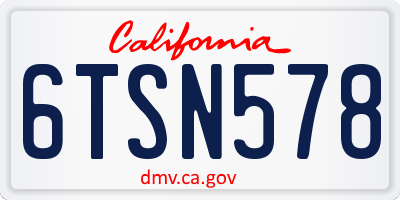 CA license plate 6TSN578