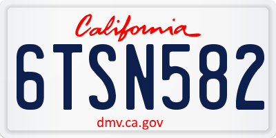 CA license plate 6TSN582