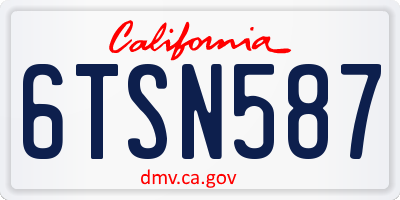 CA license plate 6TSN587